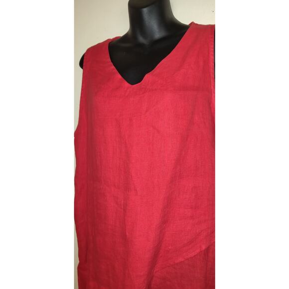 Pure Match Red Linen Top Sz L Lagenlook Boutique USA High Low NWT Sleeveless - Picture 4 of 14